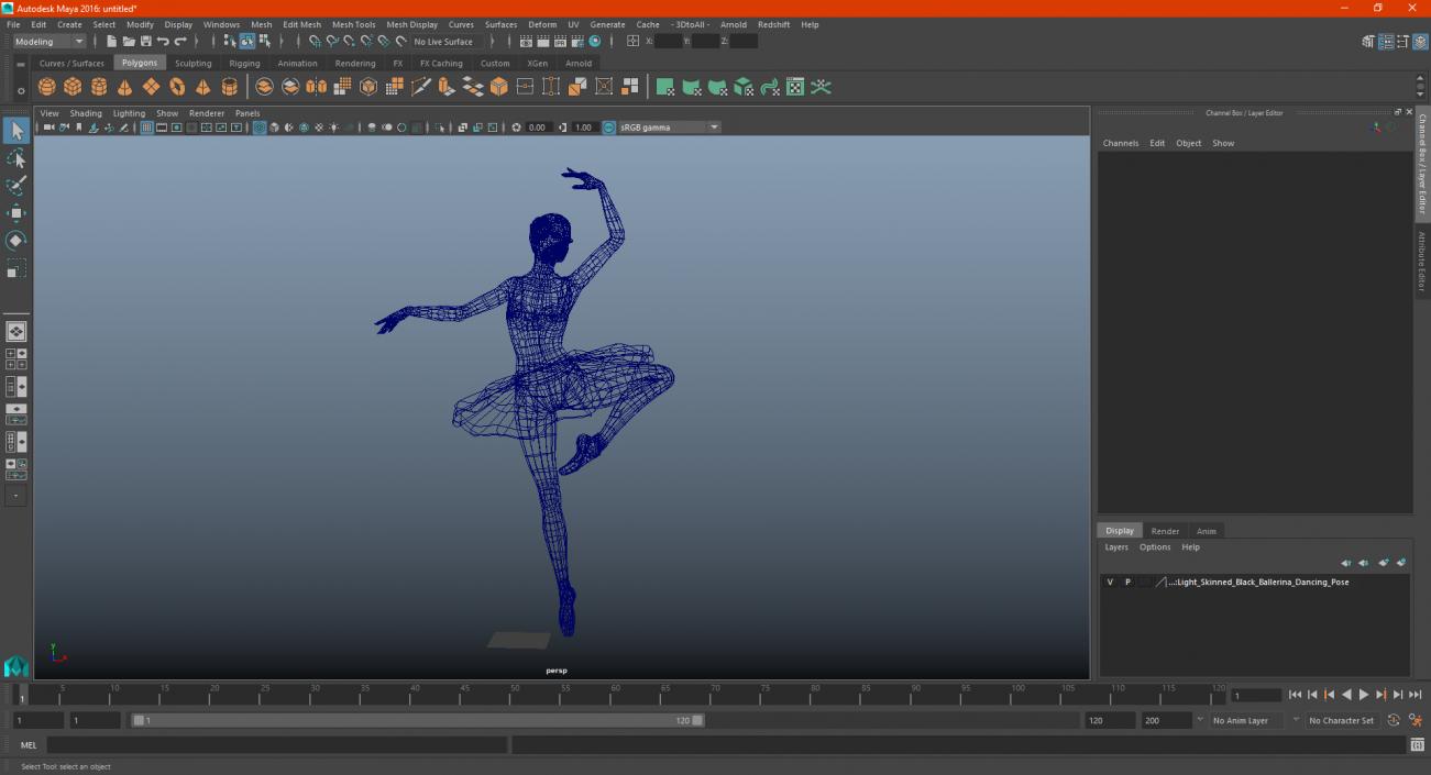 Light Skinned Black Ballerina Dancing Pose 3D