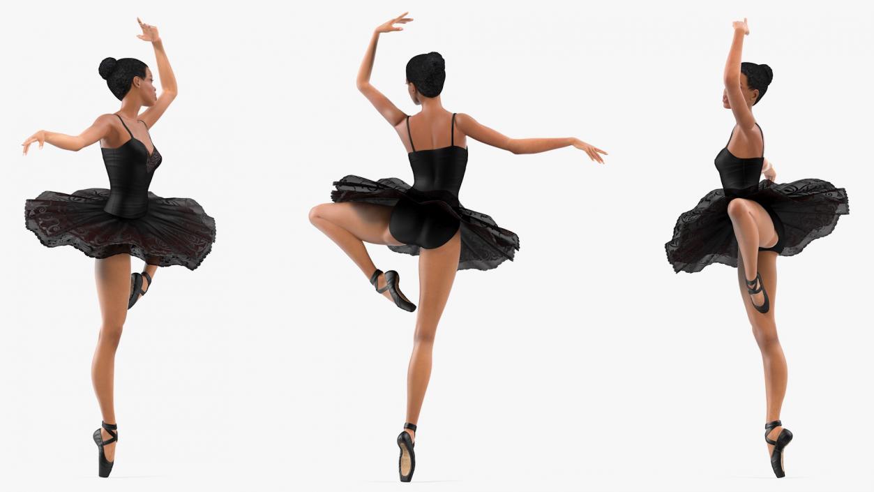 Light Skinned Black Ballerina Dancing Pose 3D