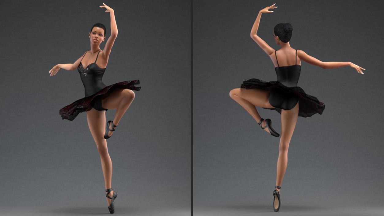 Light Skinned Black Ballerina Dancing Pose 3D