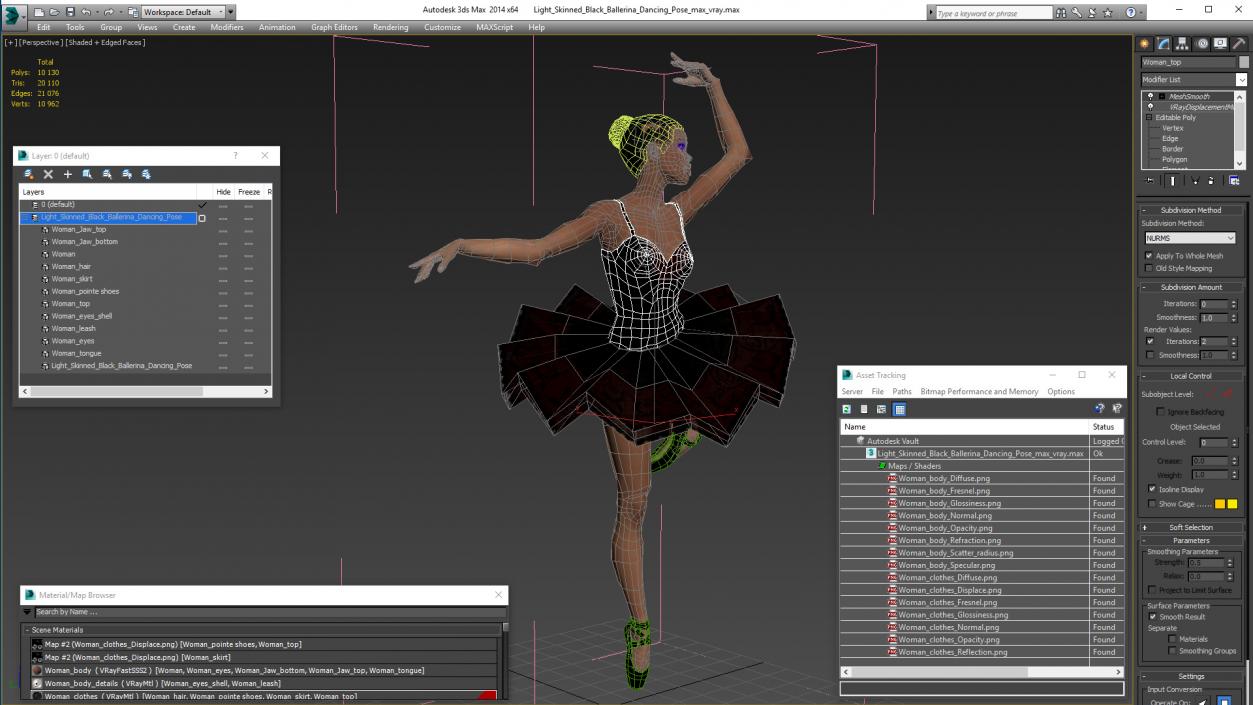 Light Skinned Black Ballerina Dancing Pose 3D