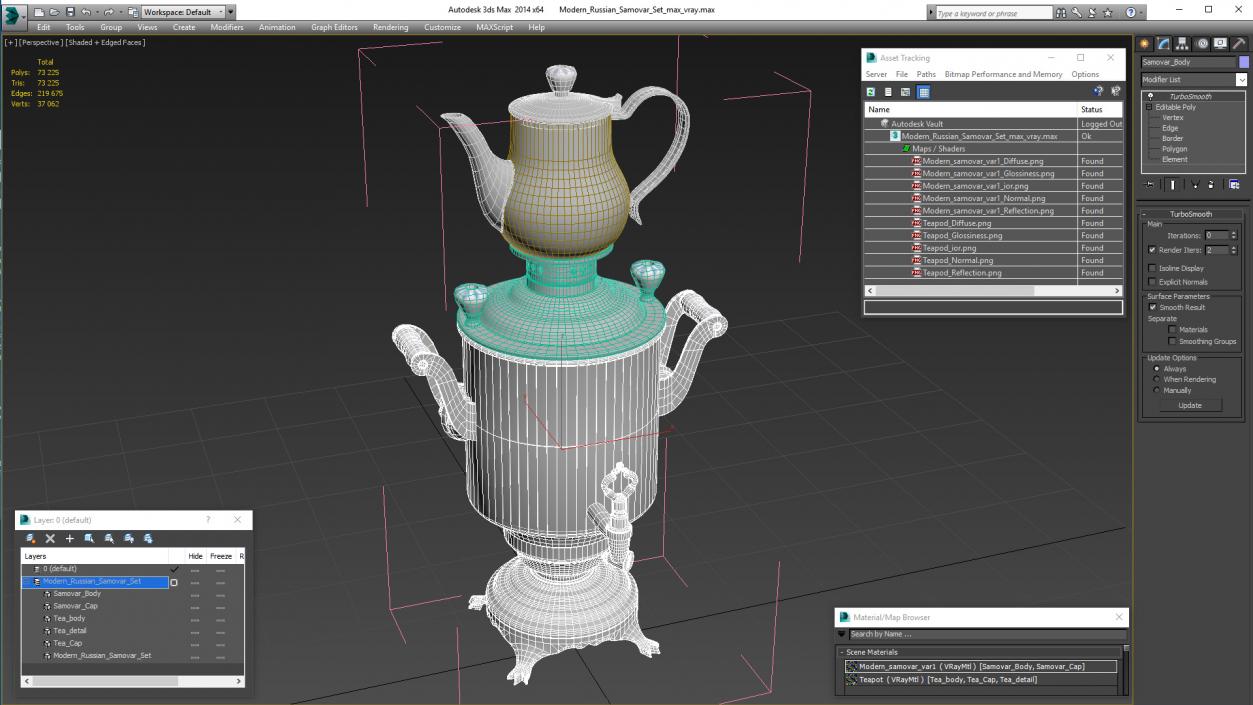 3D Modern Russian Samovar Set