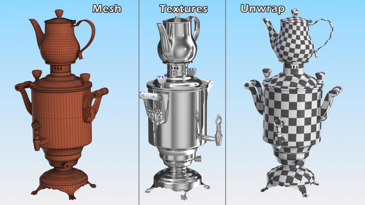 3D Modern Russian Samovar Set