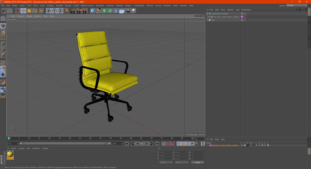 3D model Executive Chair Yellow Leather