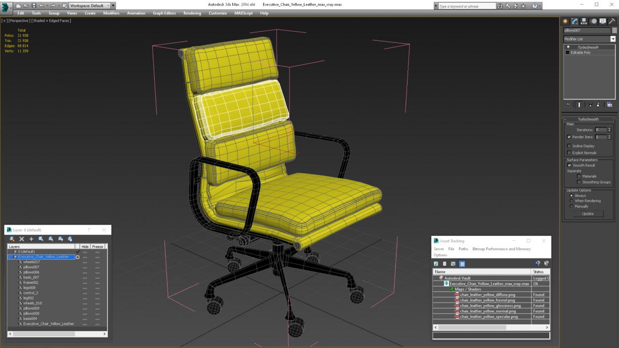 3D model Executive Chair Yellow Leather