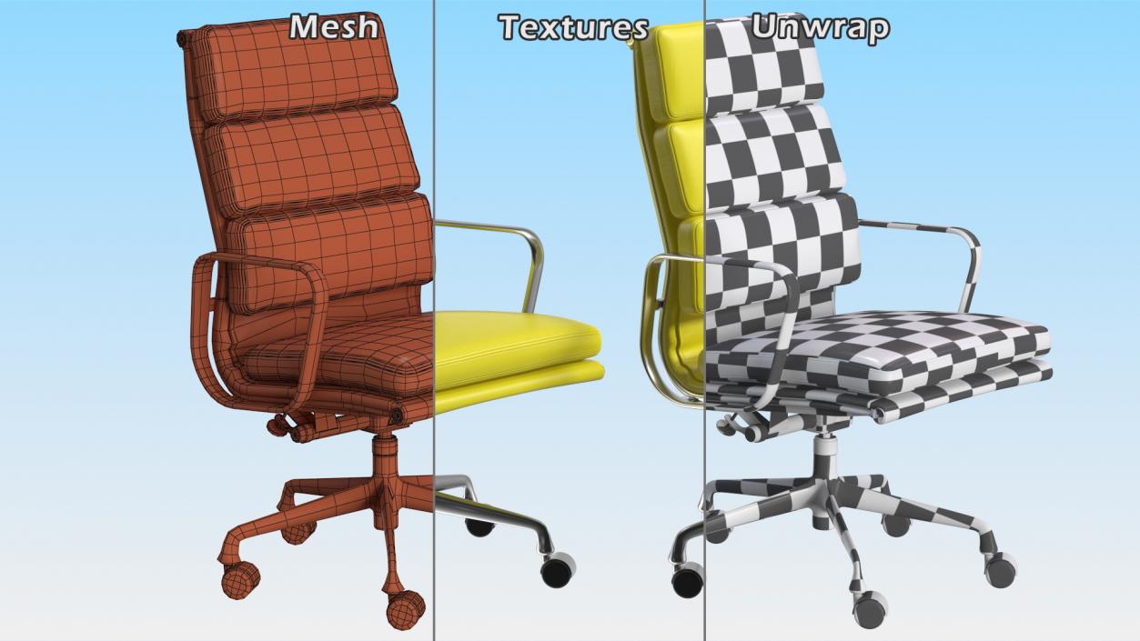 3D model Executive Chair Yellow Leather