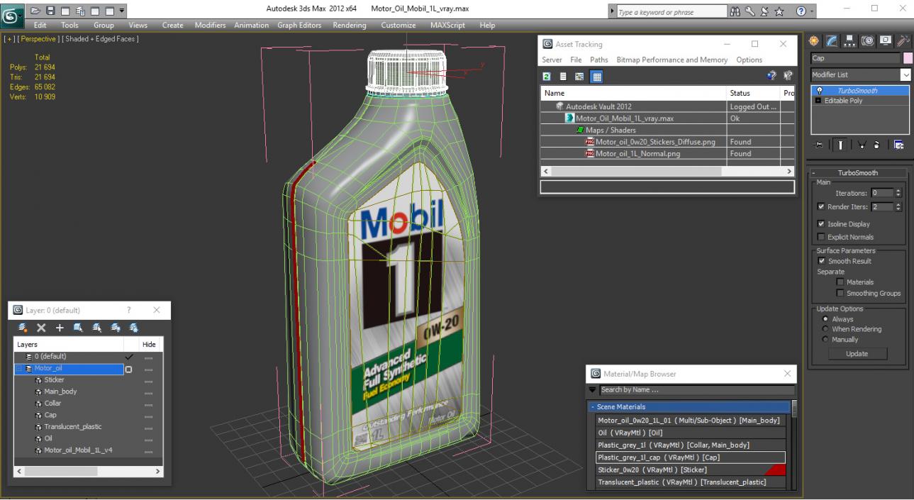 3D Motor Oil Mobil 1L model