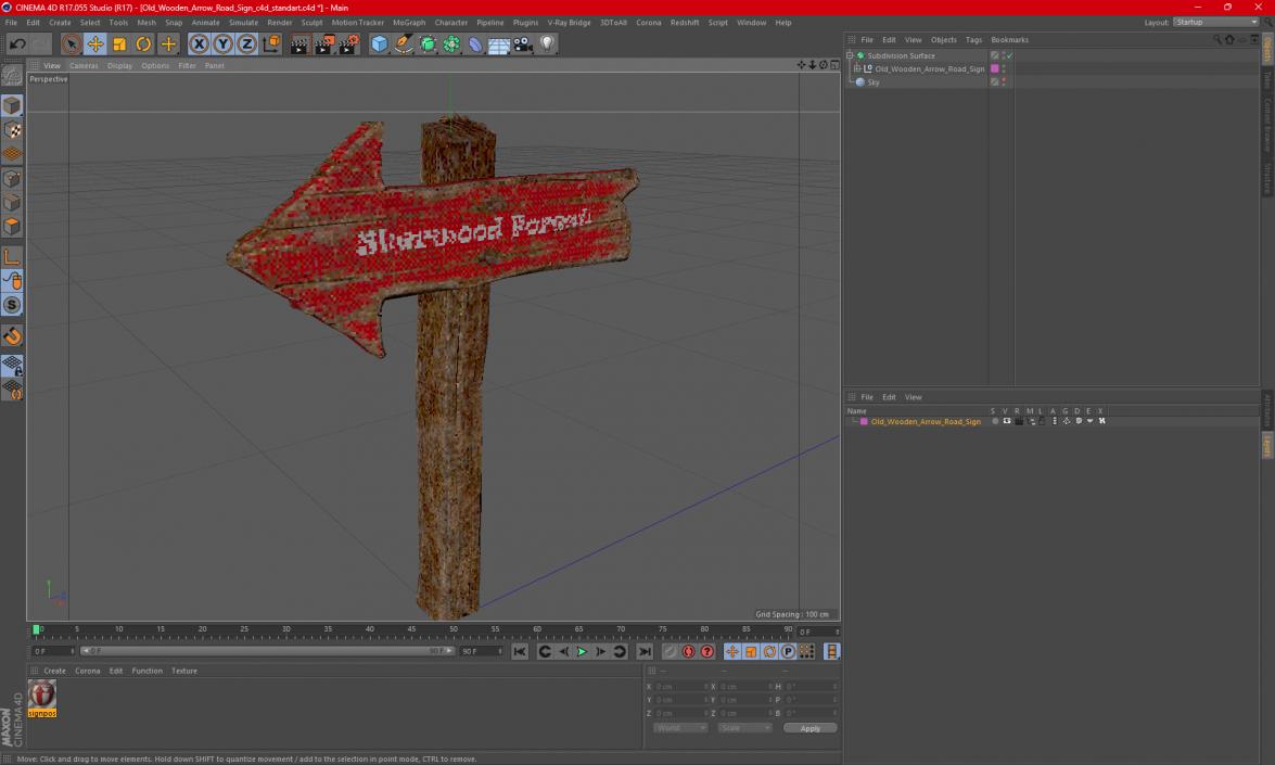 3D Old Wooden Arrow Road Sign