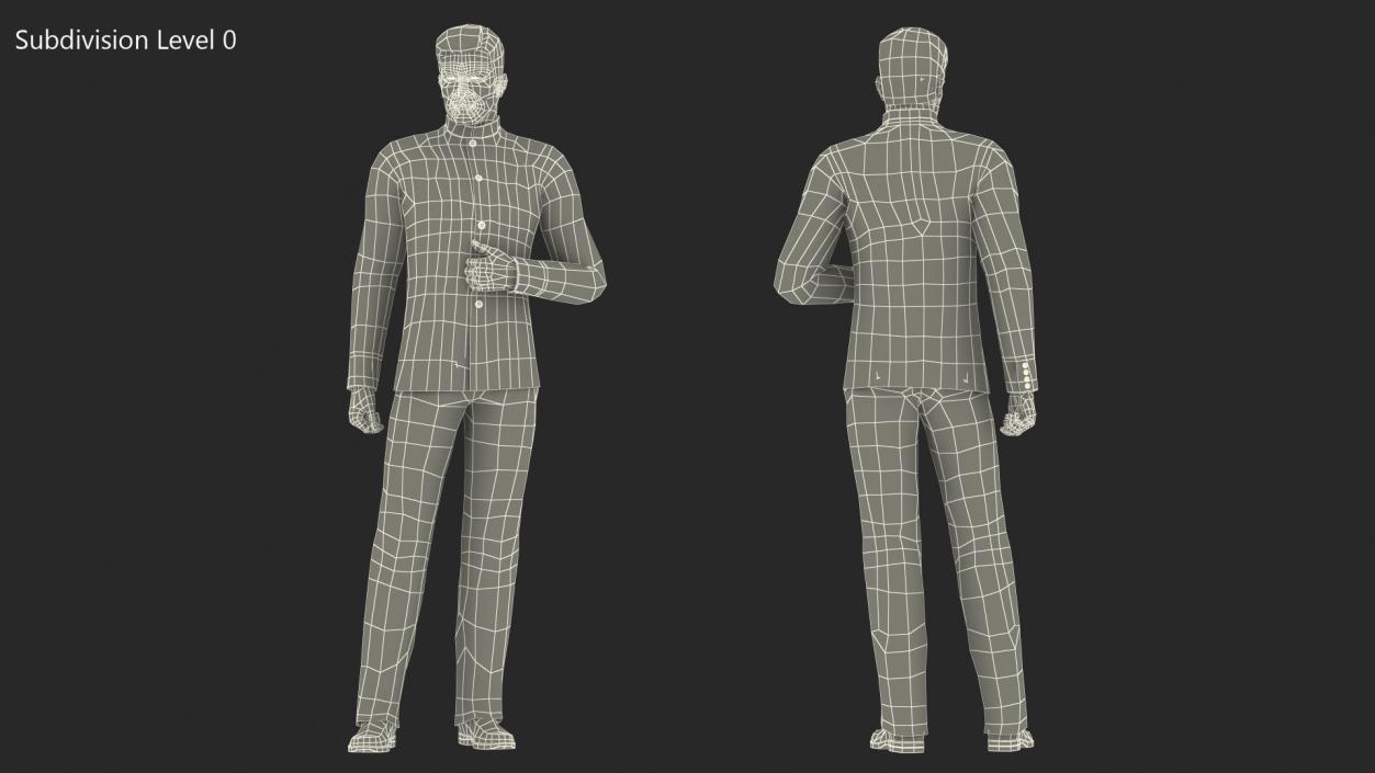 Asian Man Tunic Suit Standing Pose 3D model