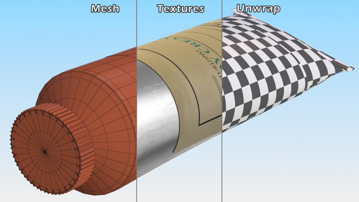 3D Aluminum Cosmetic Tube Body Cream model