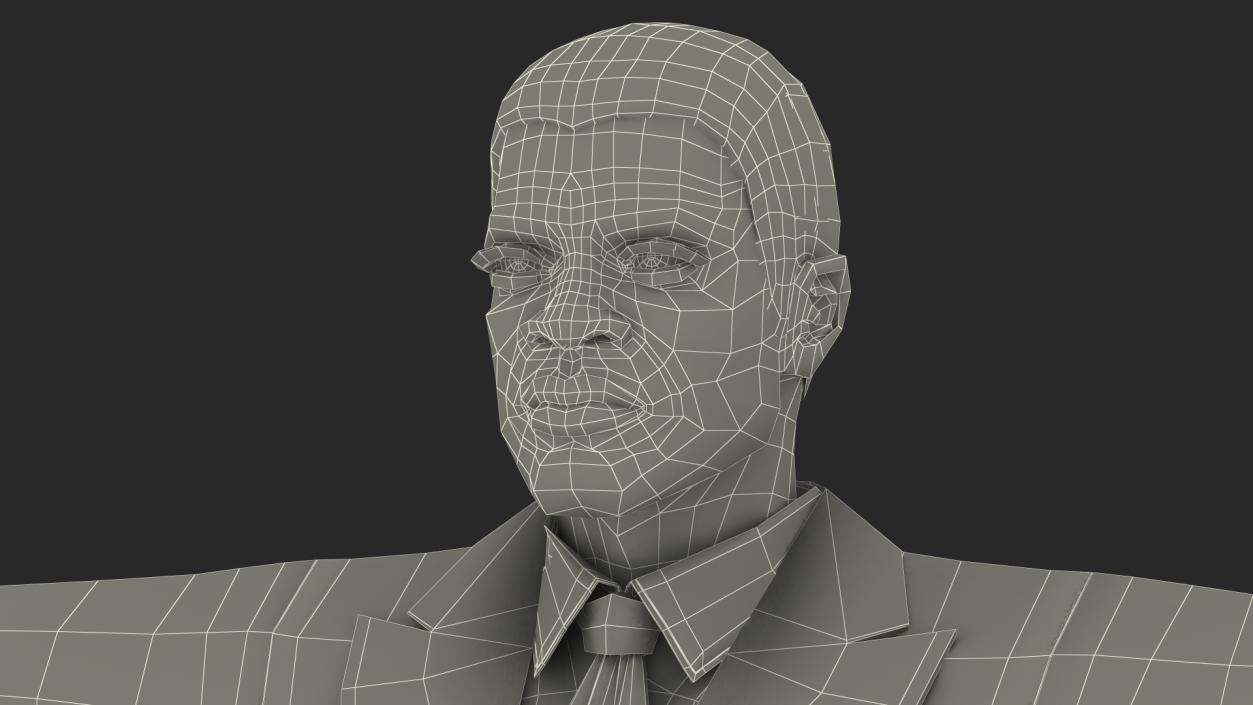 3D Dark Skin Black Man in Formal Suit Rigged