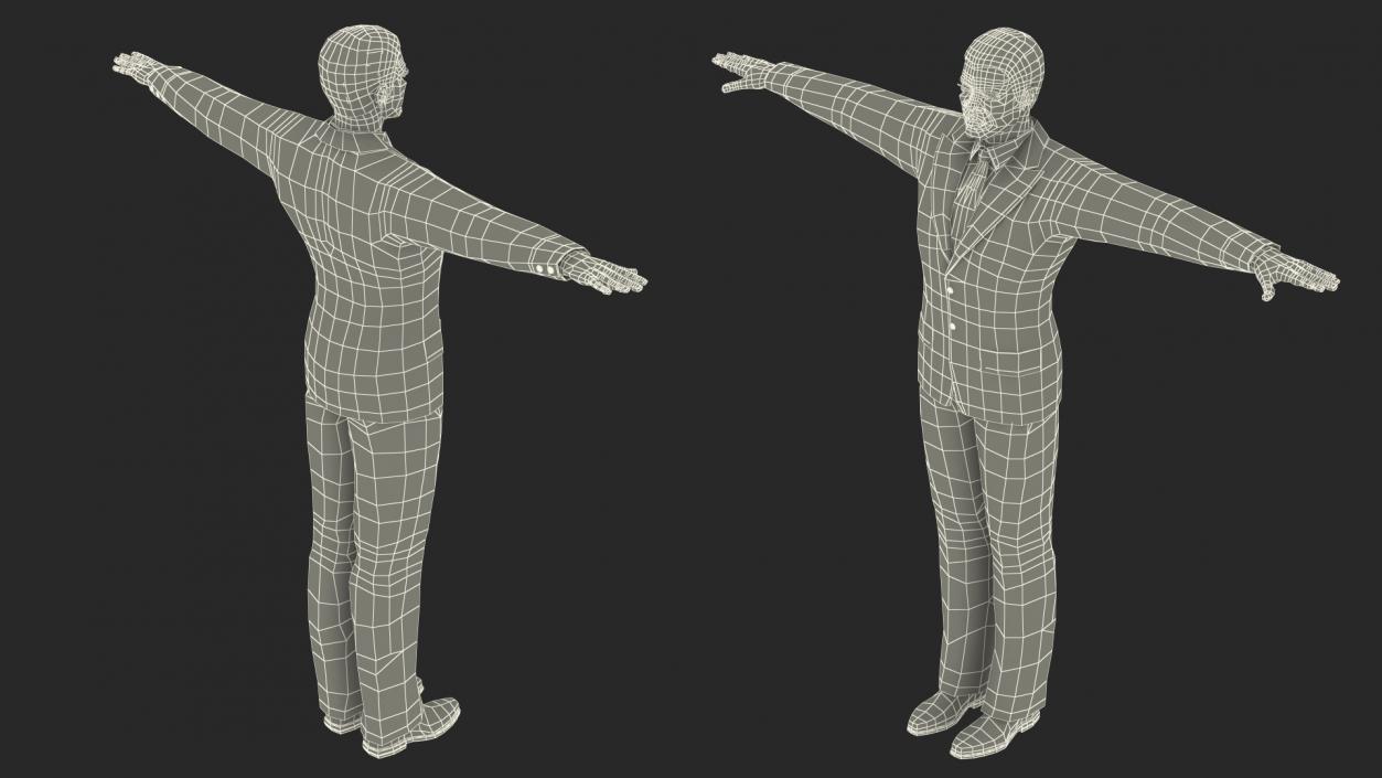 3D Dark Skin Black Man in Formal Suit Rigged