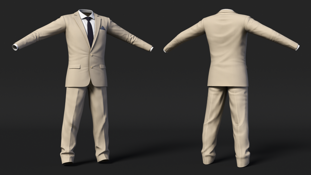 Beige Men Suit 3D model