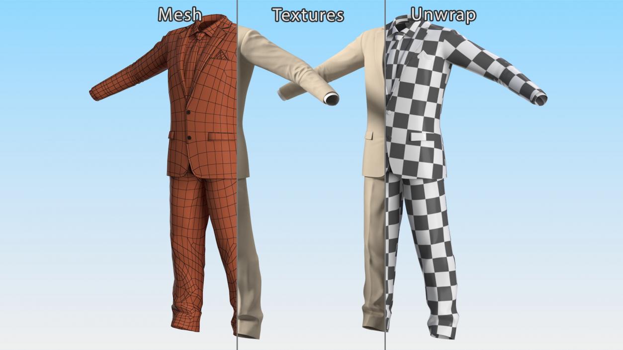 Beige Men Suit 3D model