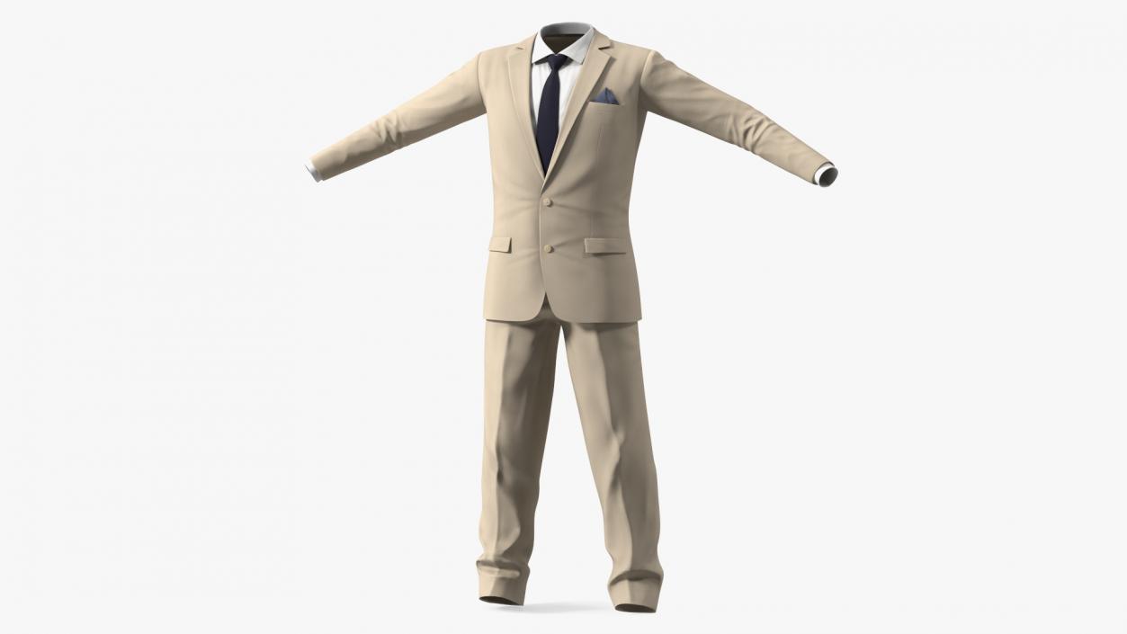 Beige Men Suit 3D model