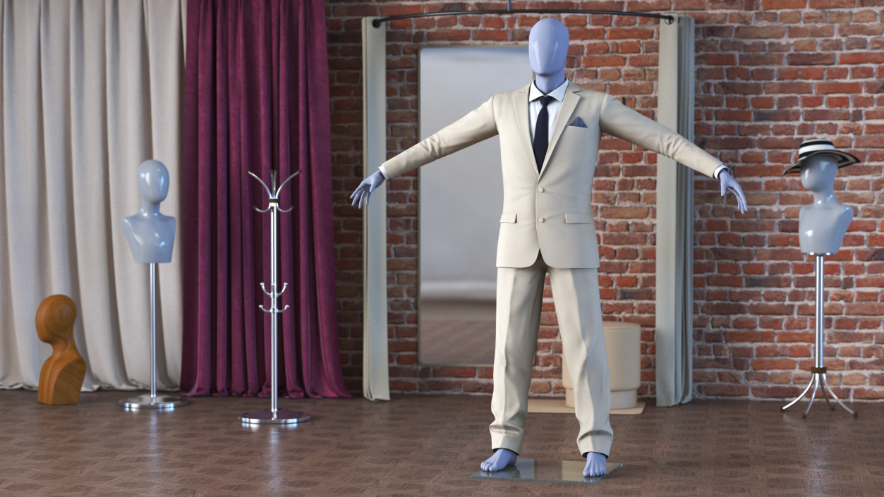 Beige Men Suit 3D model