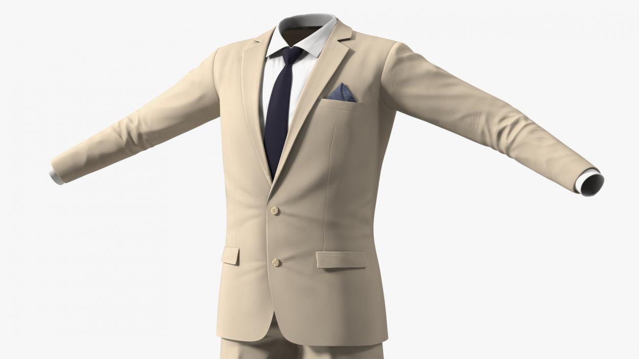 Beige Men Suit 3D model