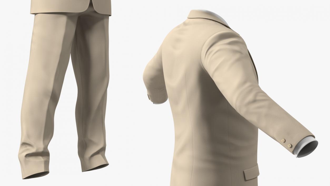 Beige Men Suit 3D model