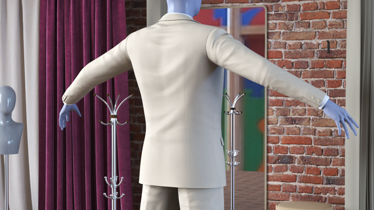 Beige Men Suit 3D model