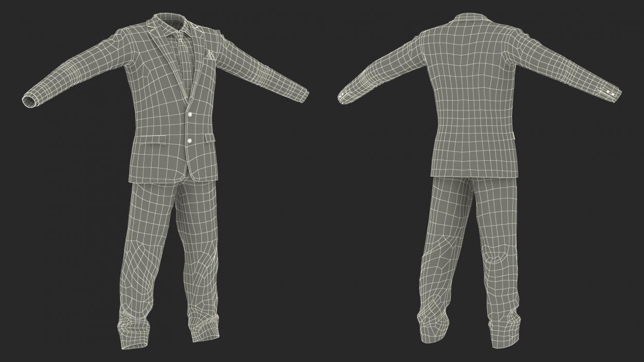 Beige Men Suit 3D model