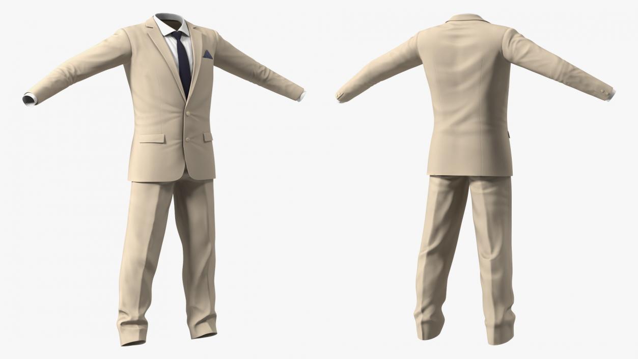 Beige Men Suit 3D model