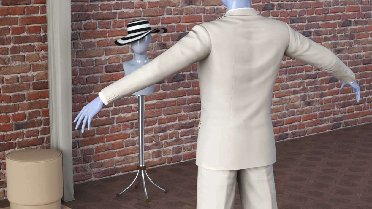 Beige Men Suit 3D model