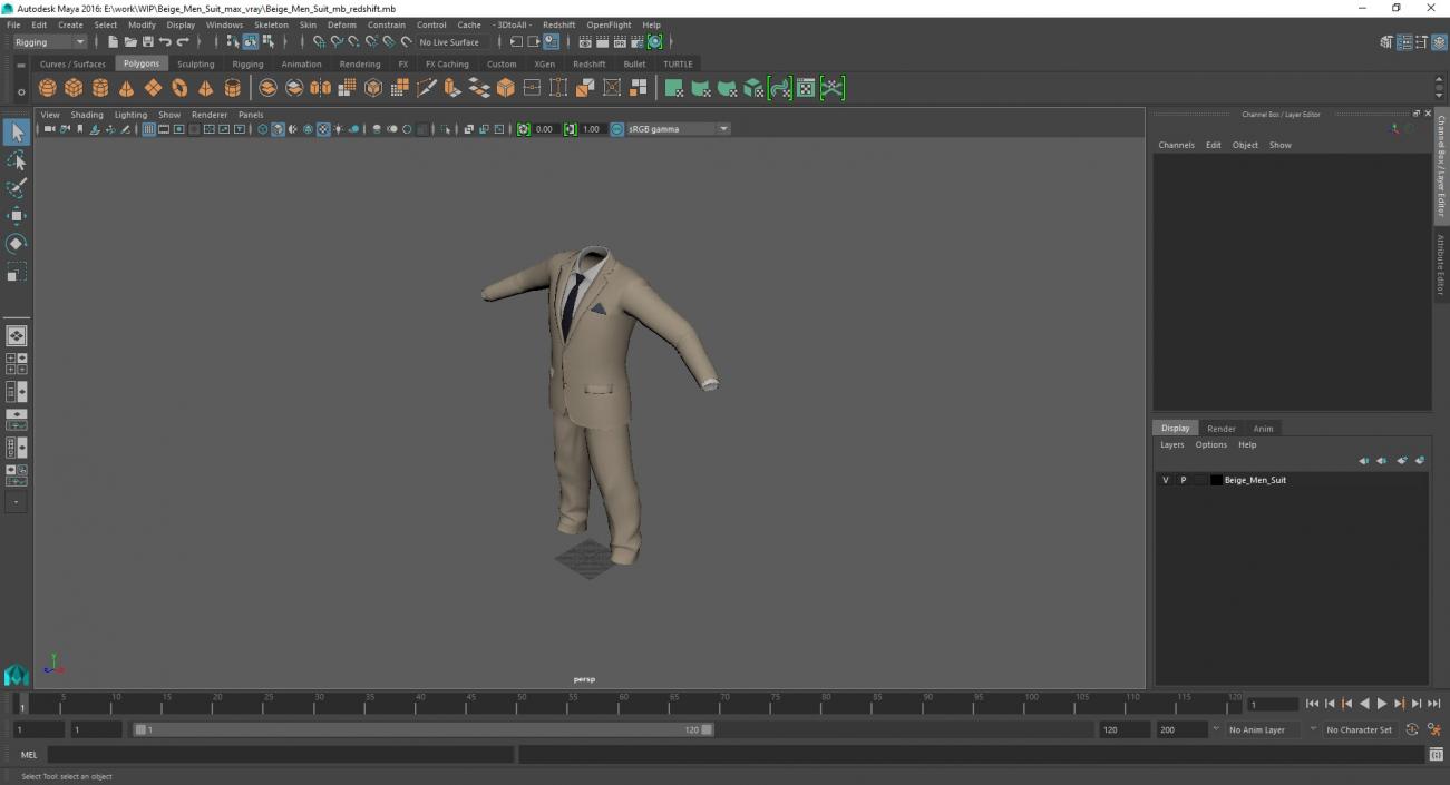 Beige Men Suit 3D model