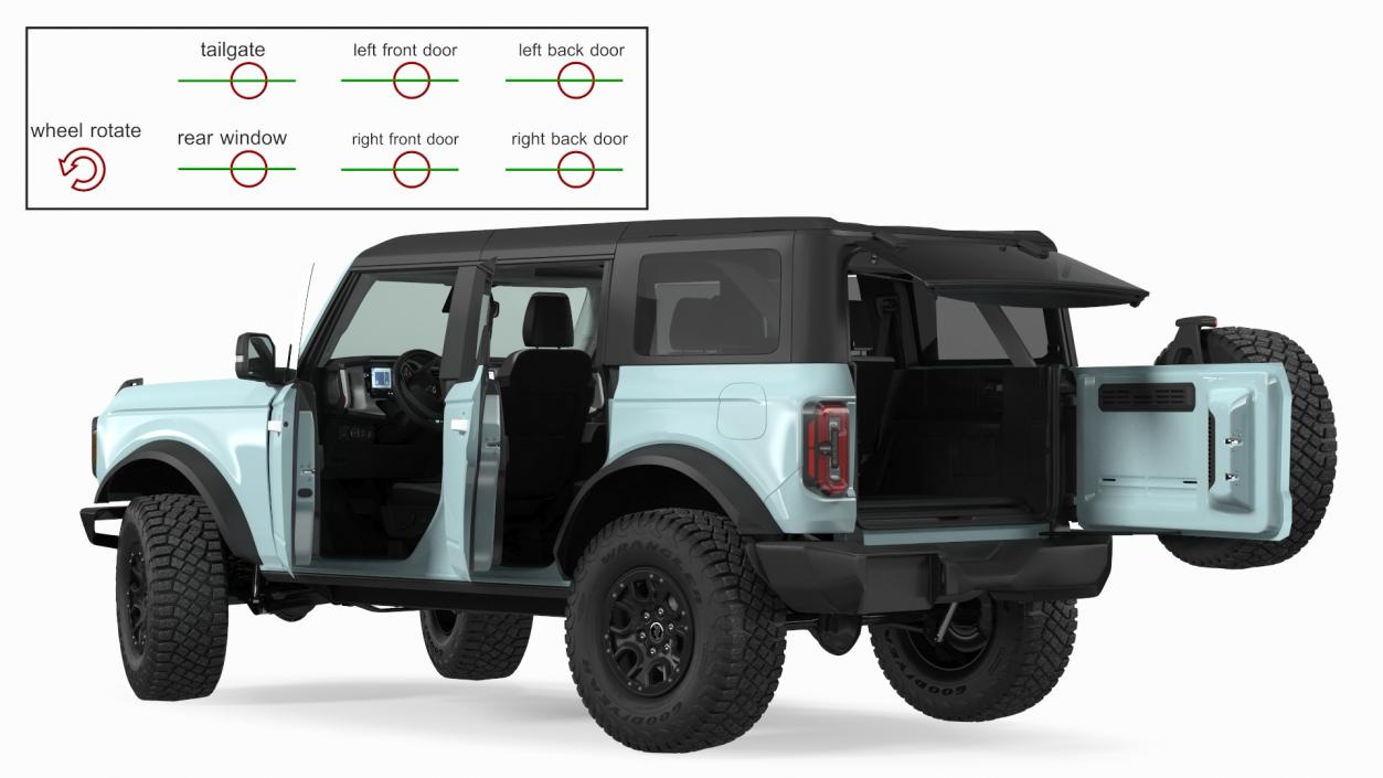 3D Ford Bronco 2021 Four Door Rigged model