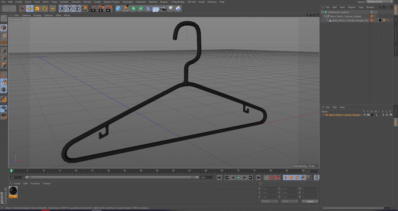 3D Black Plastic Tubular Hanger model