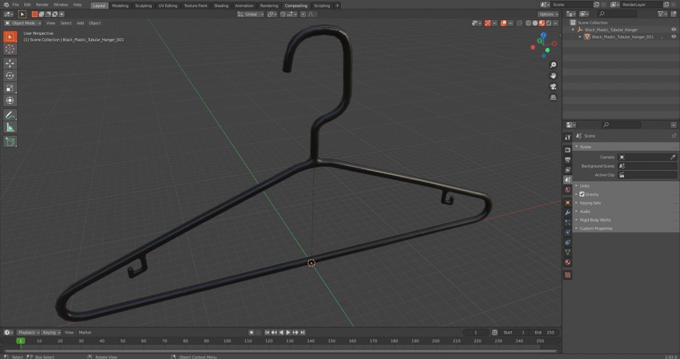 3D Black Plastic Tubular Hanger model