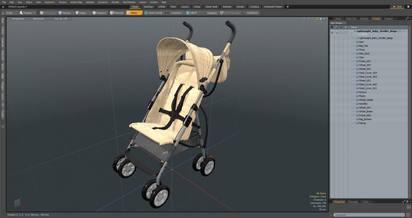 3D Lightweight Baby Stroller Beige