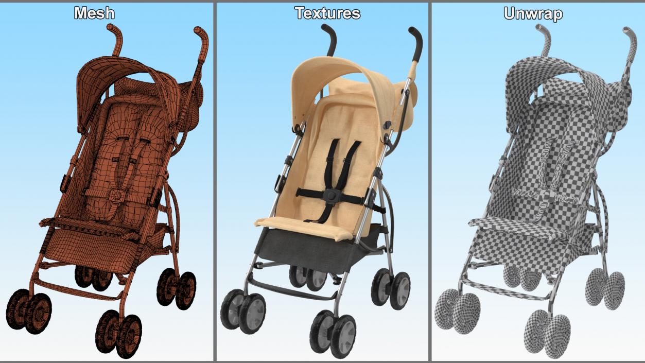 3D Lightweight Baby Stroller Beige