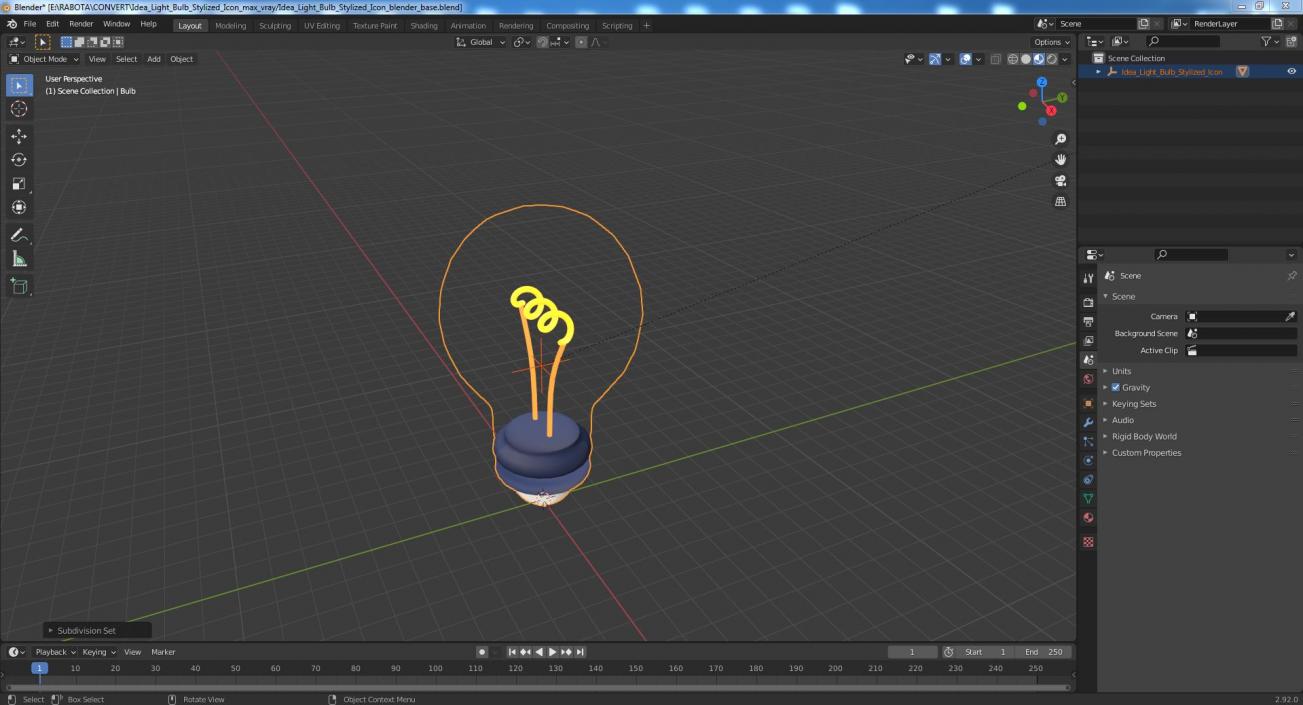 Idea Light Bulb Stylized Icon 3D model