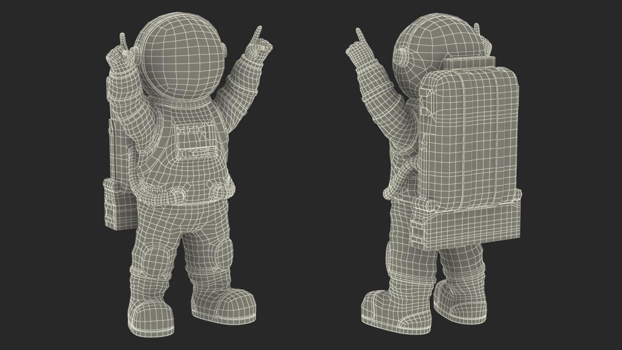 3D model Astronaut Toy Character White Happy Pose