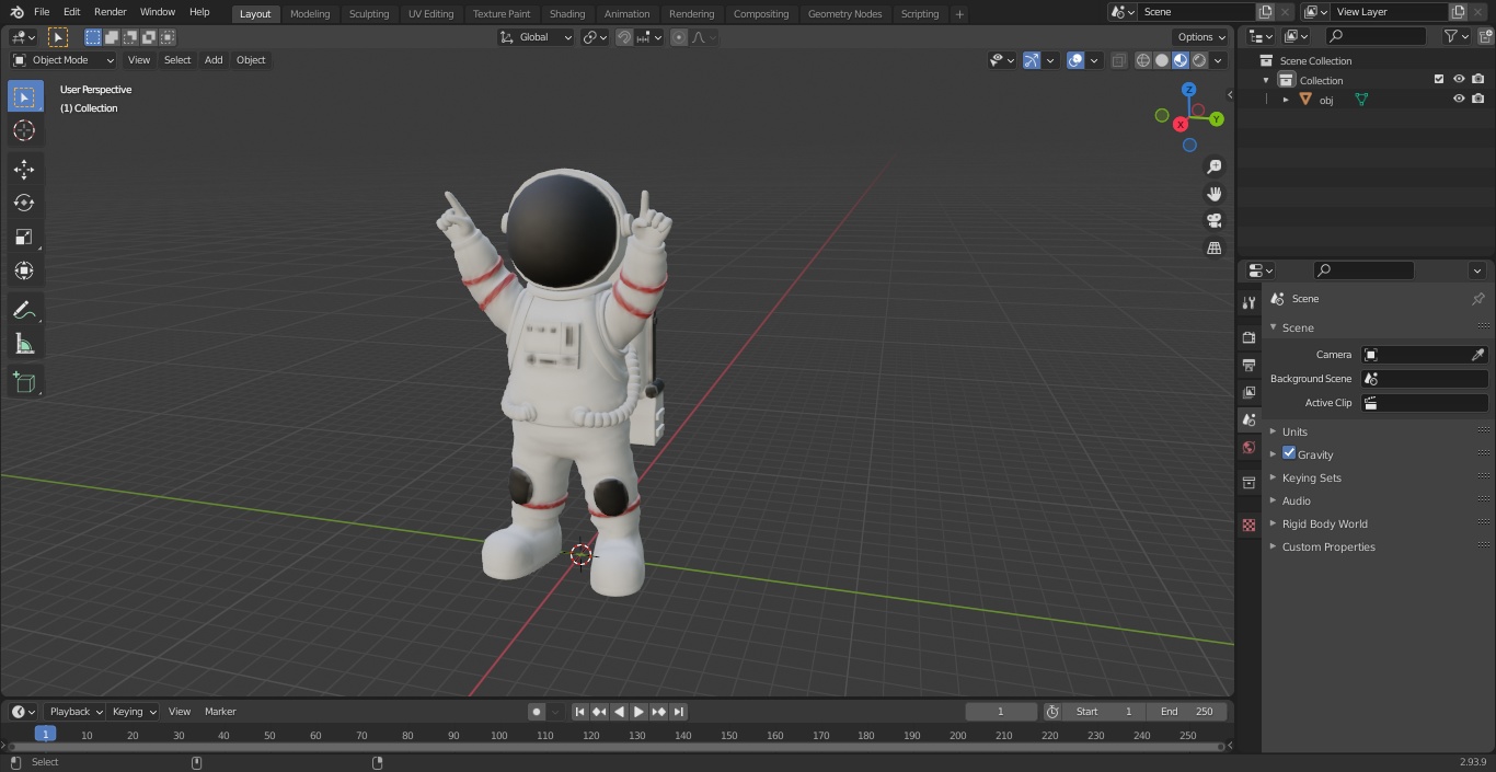 3D model Astronaut Toy Character White Happy Pose