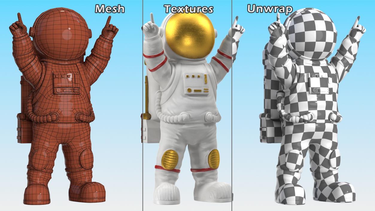 3D model Astronaut Toy Character White Happy Pose