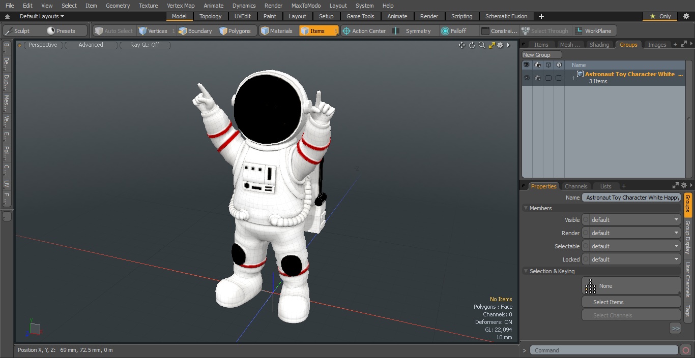 3D model Astronaut Toy Character White Happy Pose