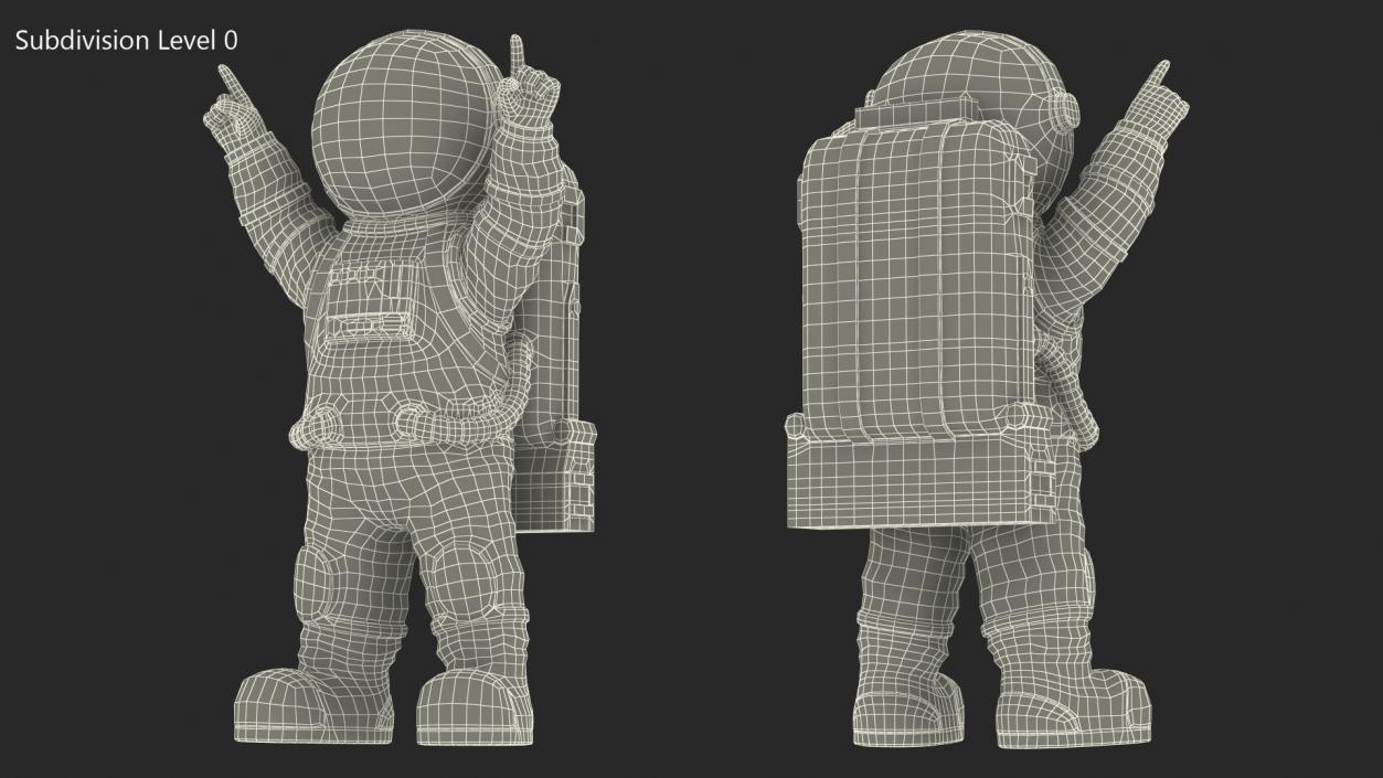 3D model Astronaut Toy Character White Happy Pose