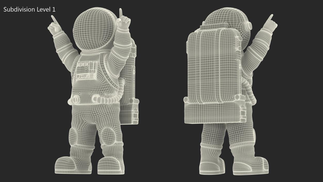 3D model Astronaut Toy Character White Happy Pose