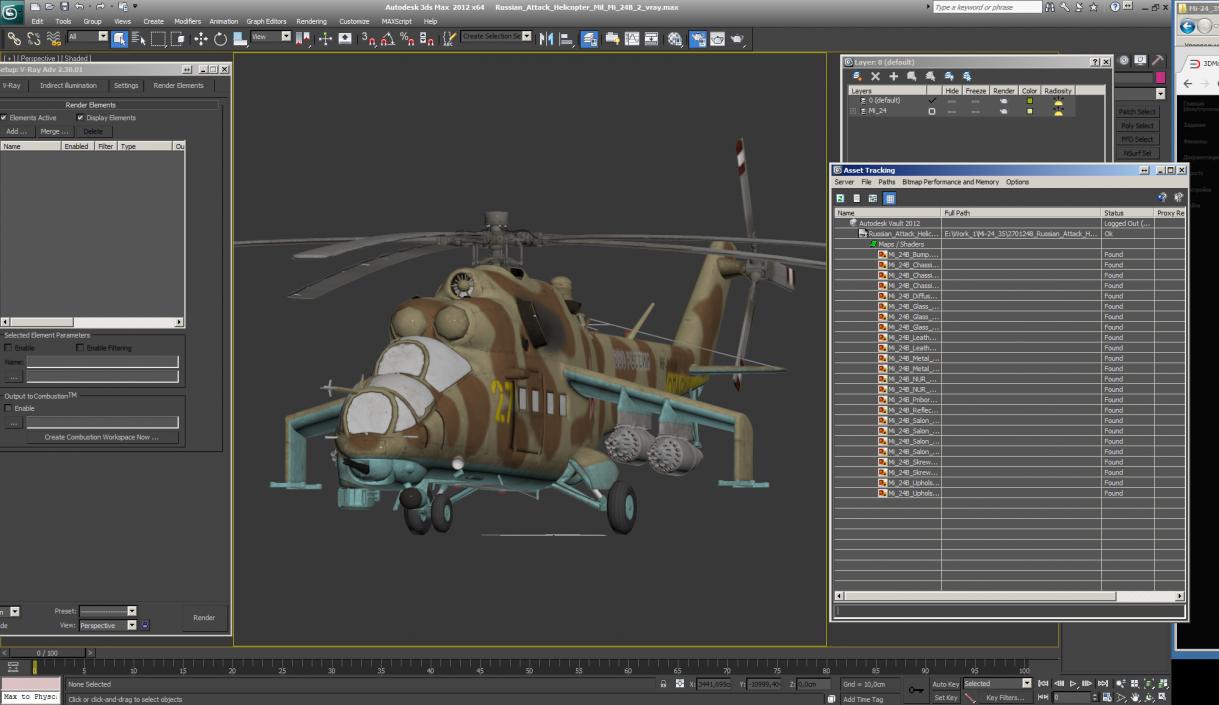 3D Russian Attack Helicopter Mil Mi-24B Hind