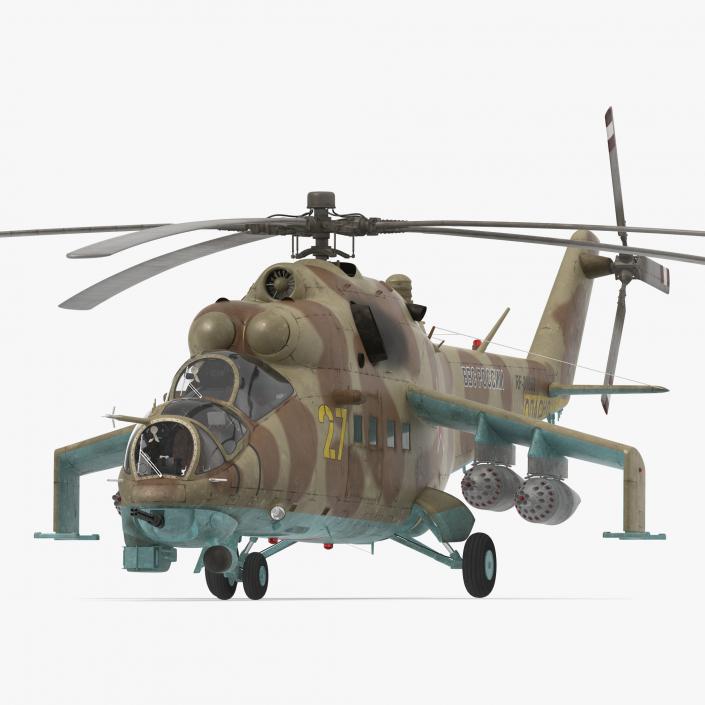 3D Russian Attack Helicopter Mil Mi-24B Hind