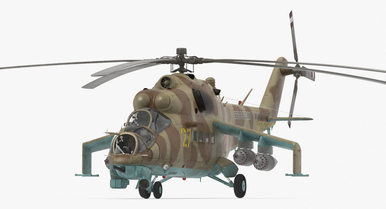 3D Russian Attack Helicopter Mil Mi-24B Hind