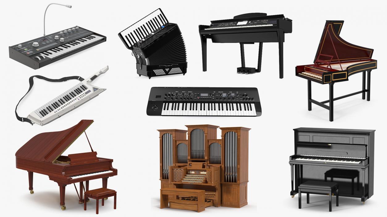 3D Musical Keyboard Instruments Collection 7