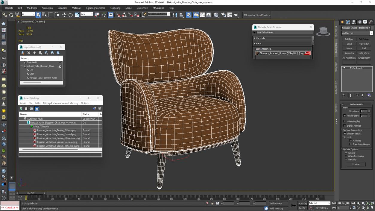 3D Natuzzi Italia Blossom Chair model