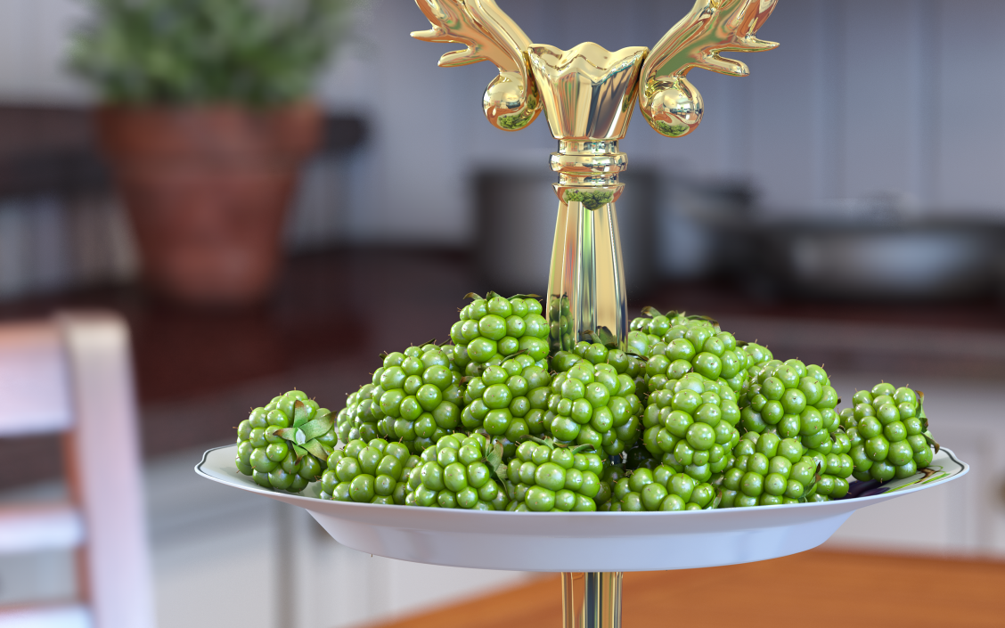 3D Unripe Green Blackberry model