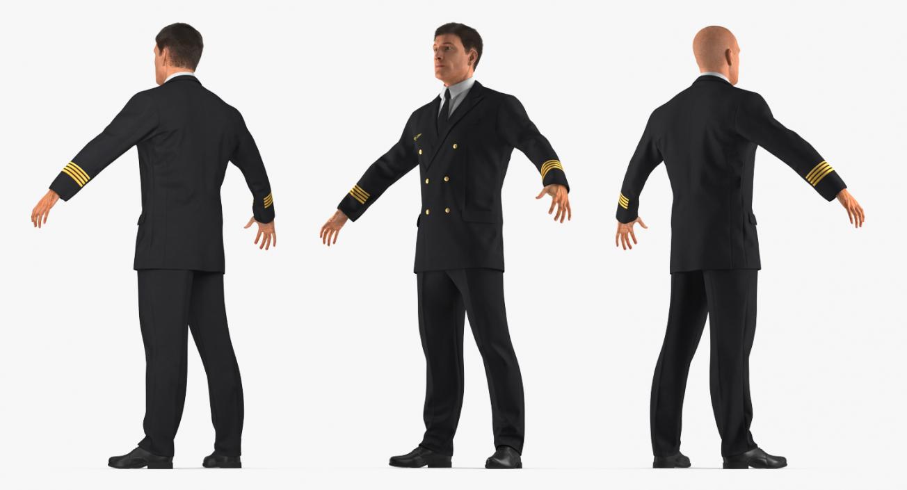 3D Airline Pilot with Hair model