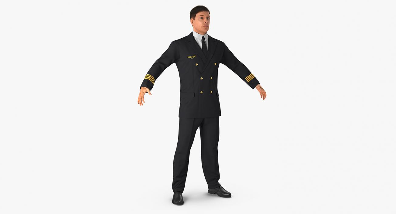 3D Airline Pilot with Hair model