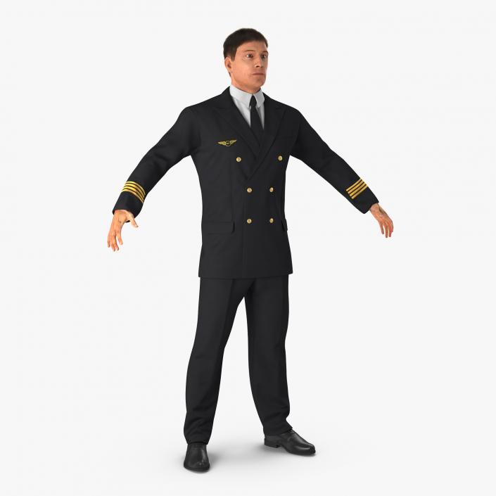 3D Airline Pilot with Hair model