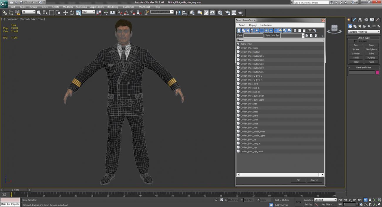 3D Airline Pilot with Hair model