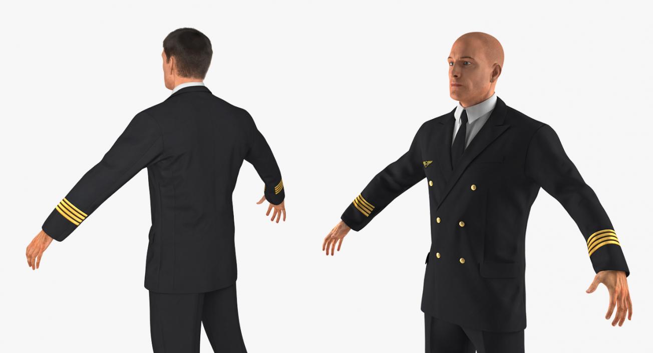 3D Airline Pilot with Hair model