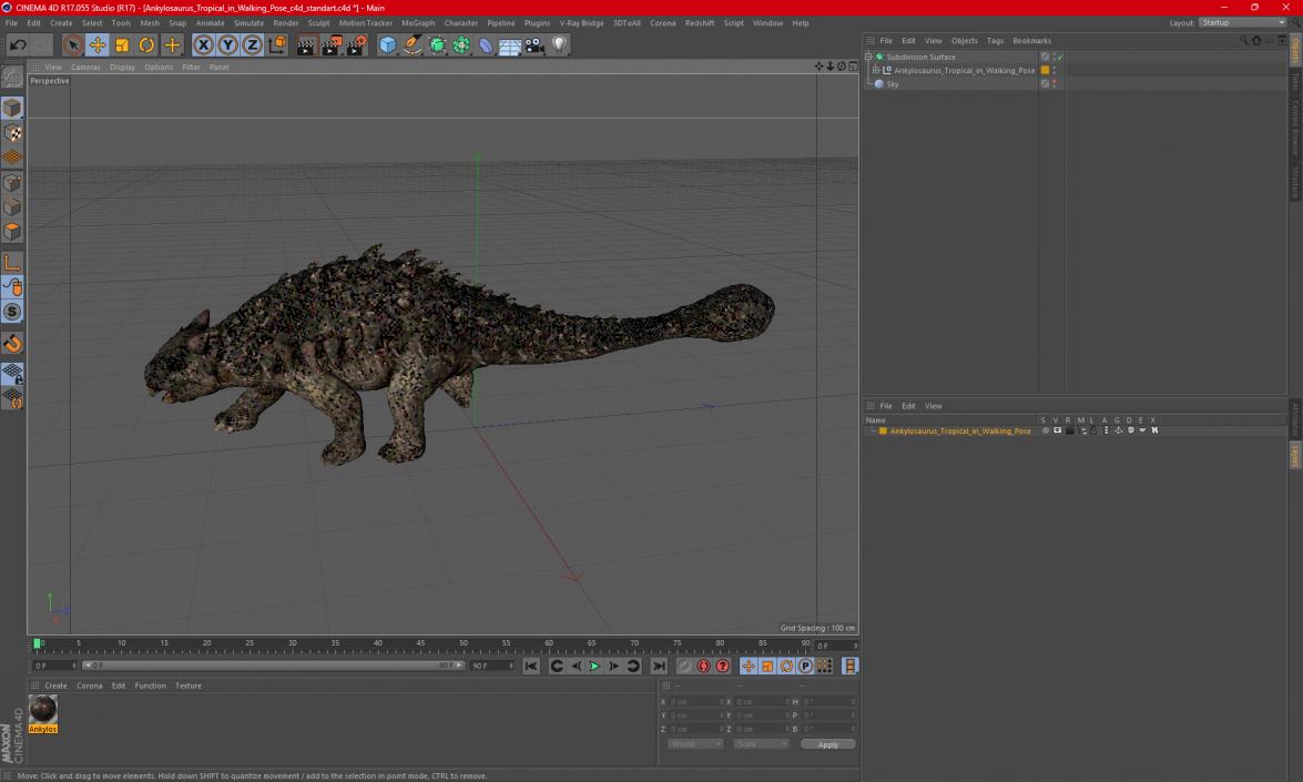 Ankylosaurus Tropical in Walking Pose 3D